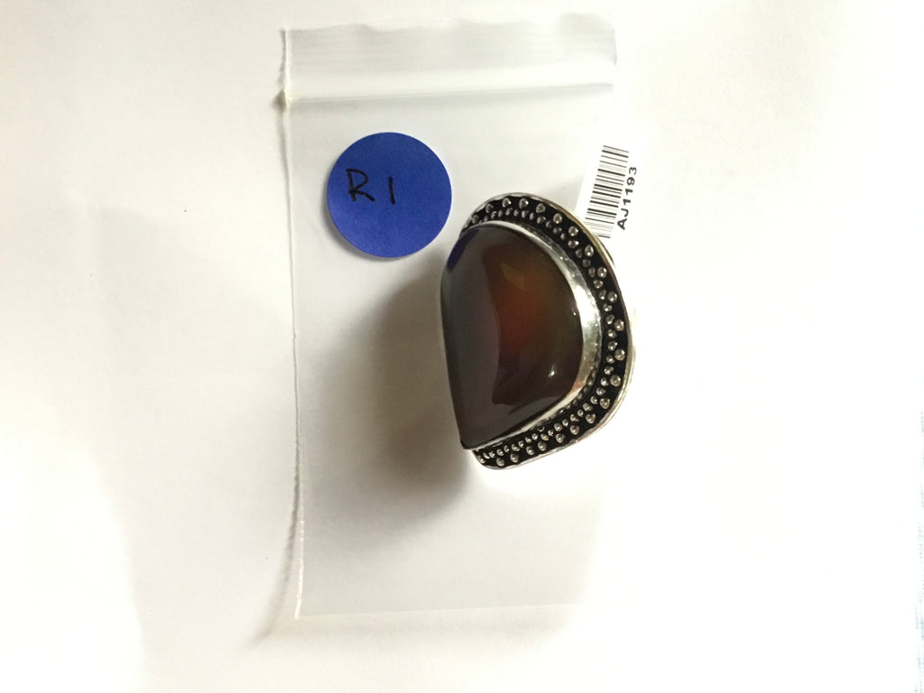 Red Onyx Ring | German Silver | size 6