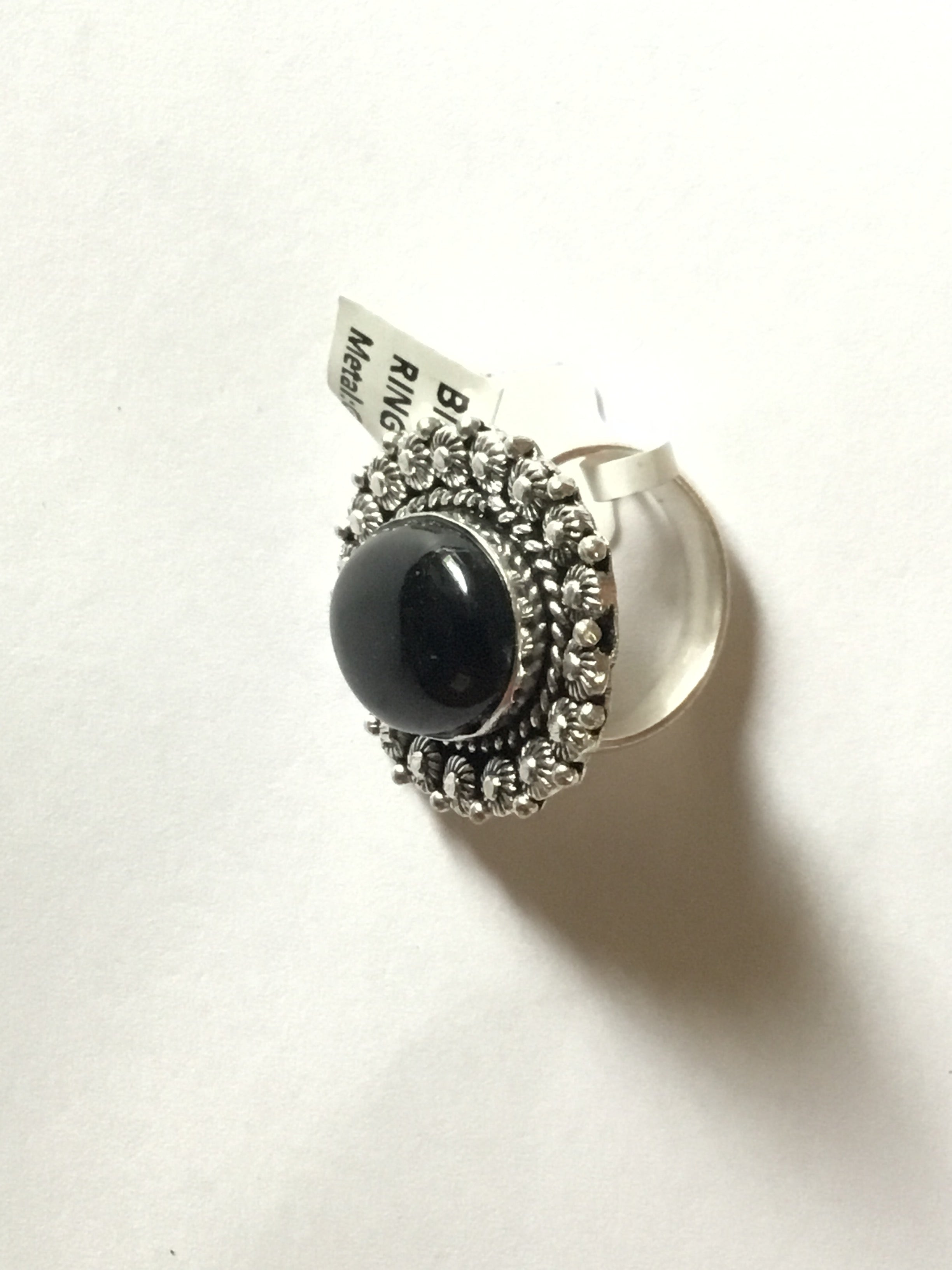 Black Onyx Ring | German Silver | size 8