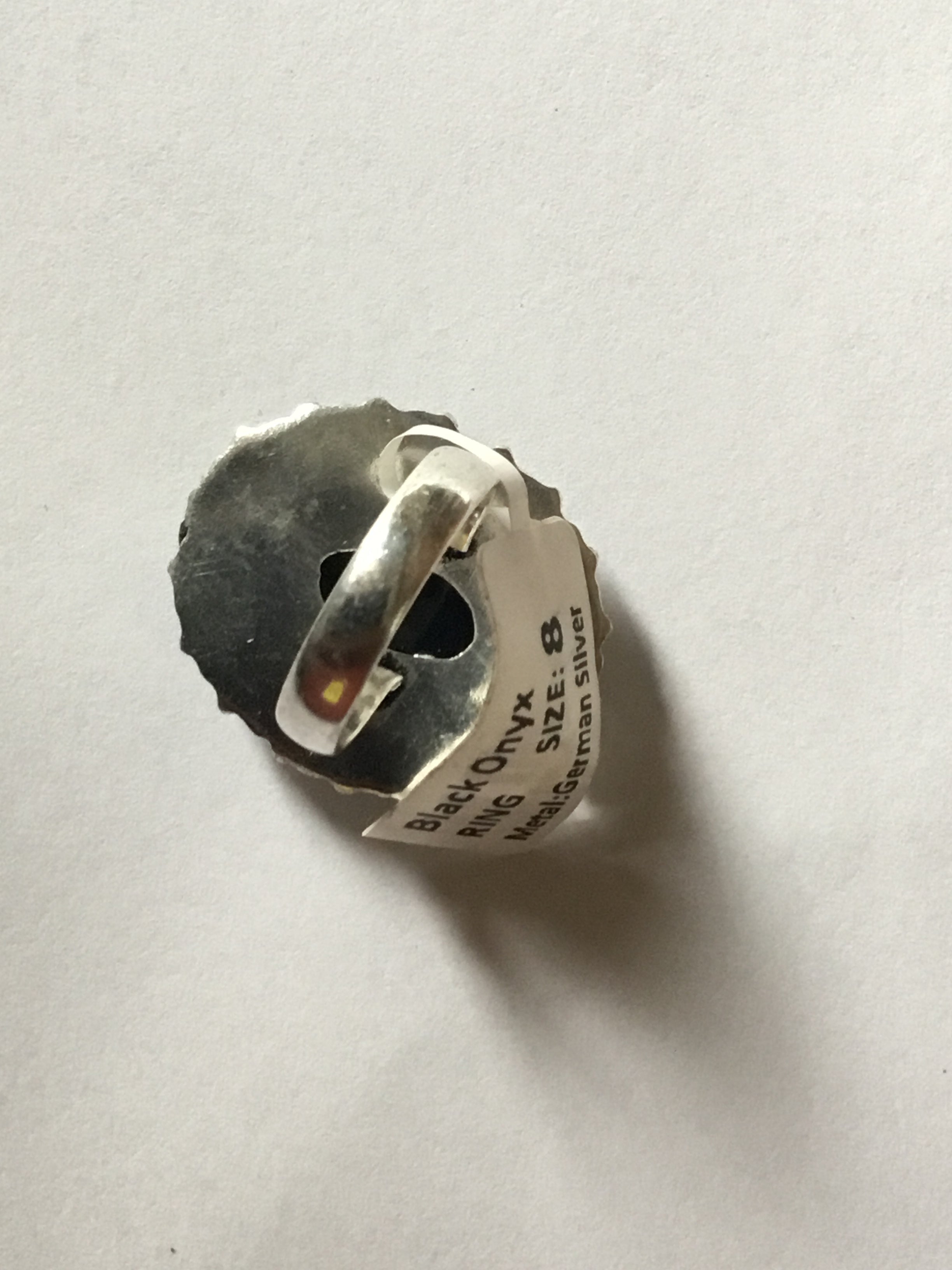 Black Onyx Ring | German Silver | size 8