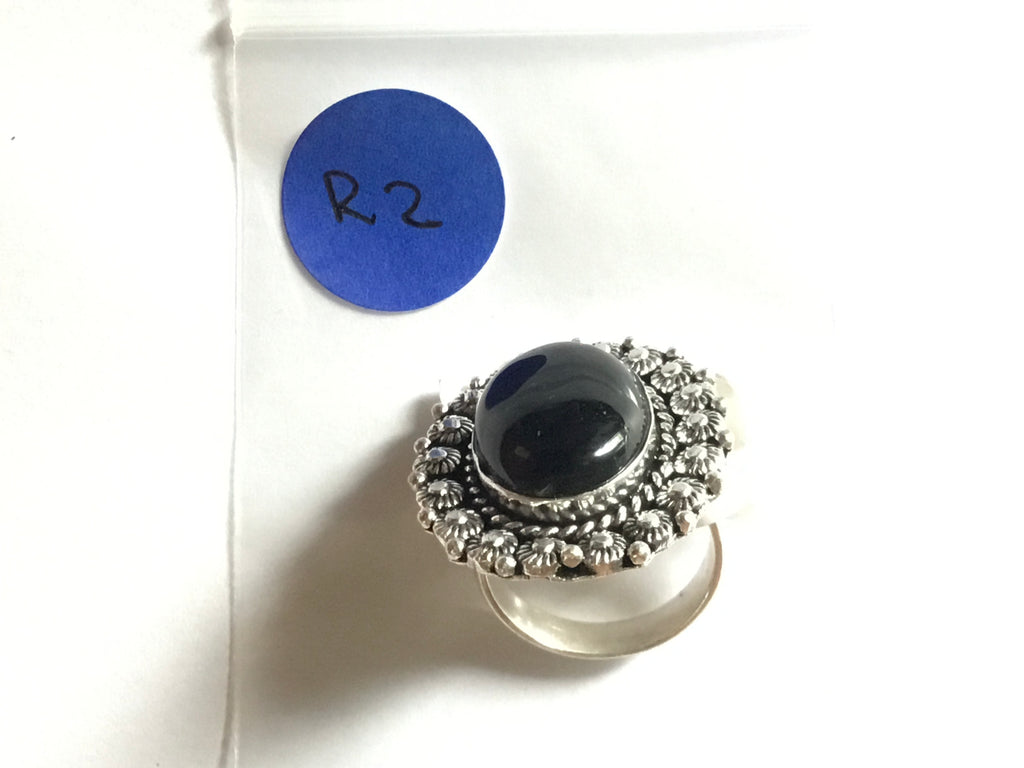 Black Onyx Ring | German Silver | size 8