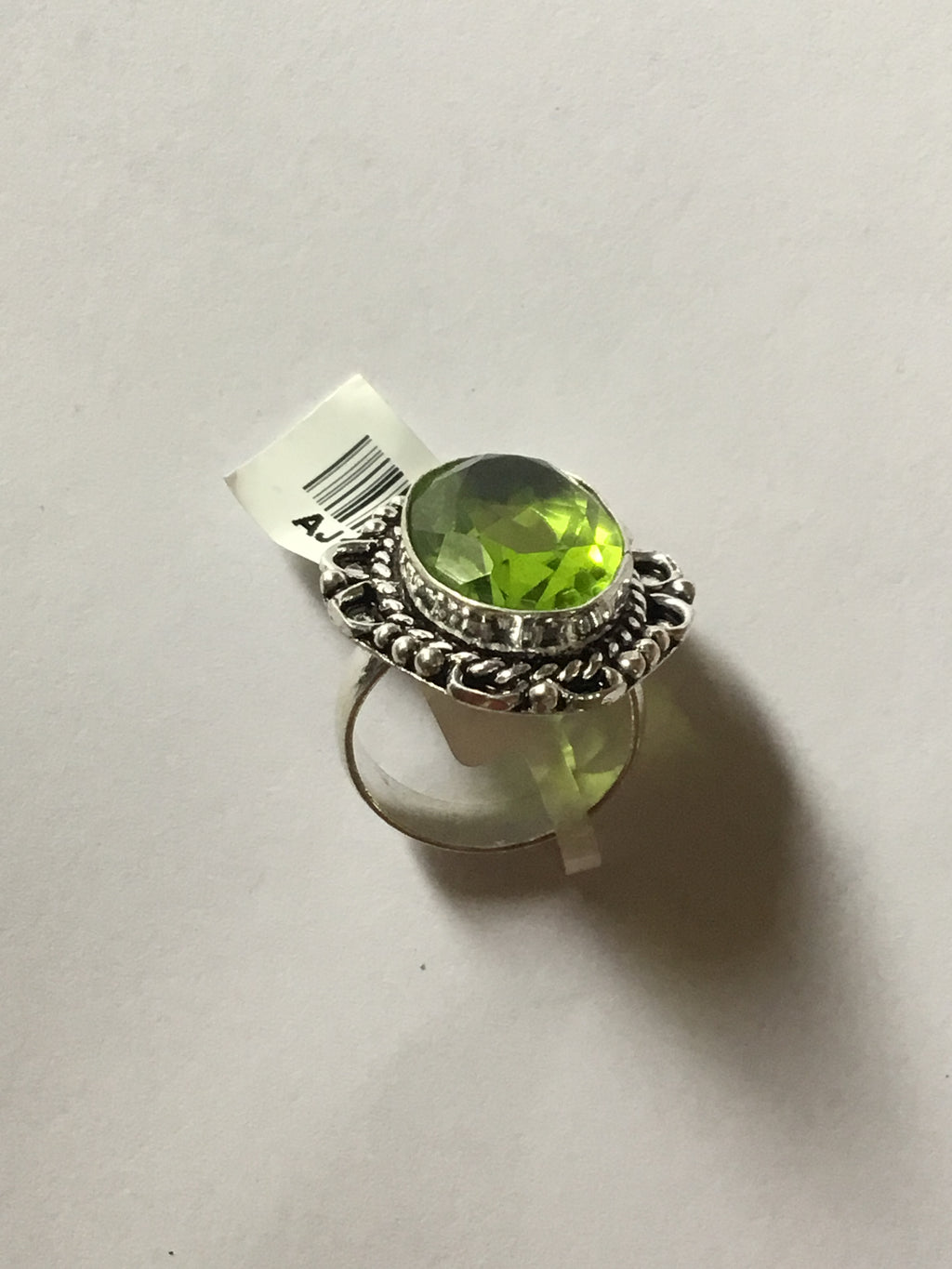 Green Amethyst Ring | German Silver | size: 8