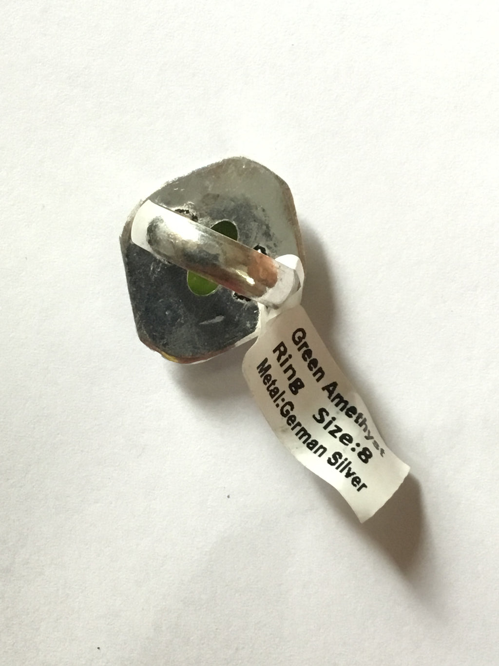 Green Amethyst Ring | German Silver | size: 8