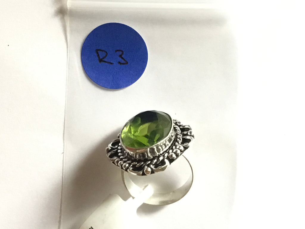 Green Amethyst Ring | German Silver | size: 8