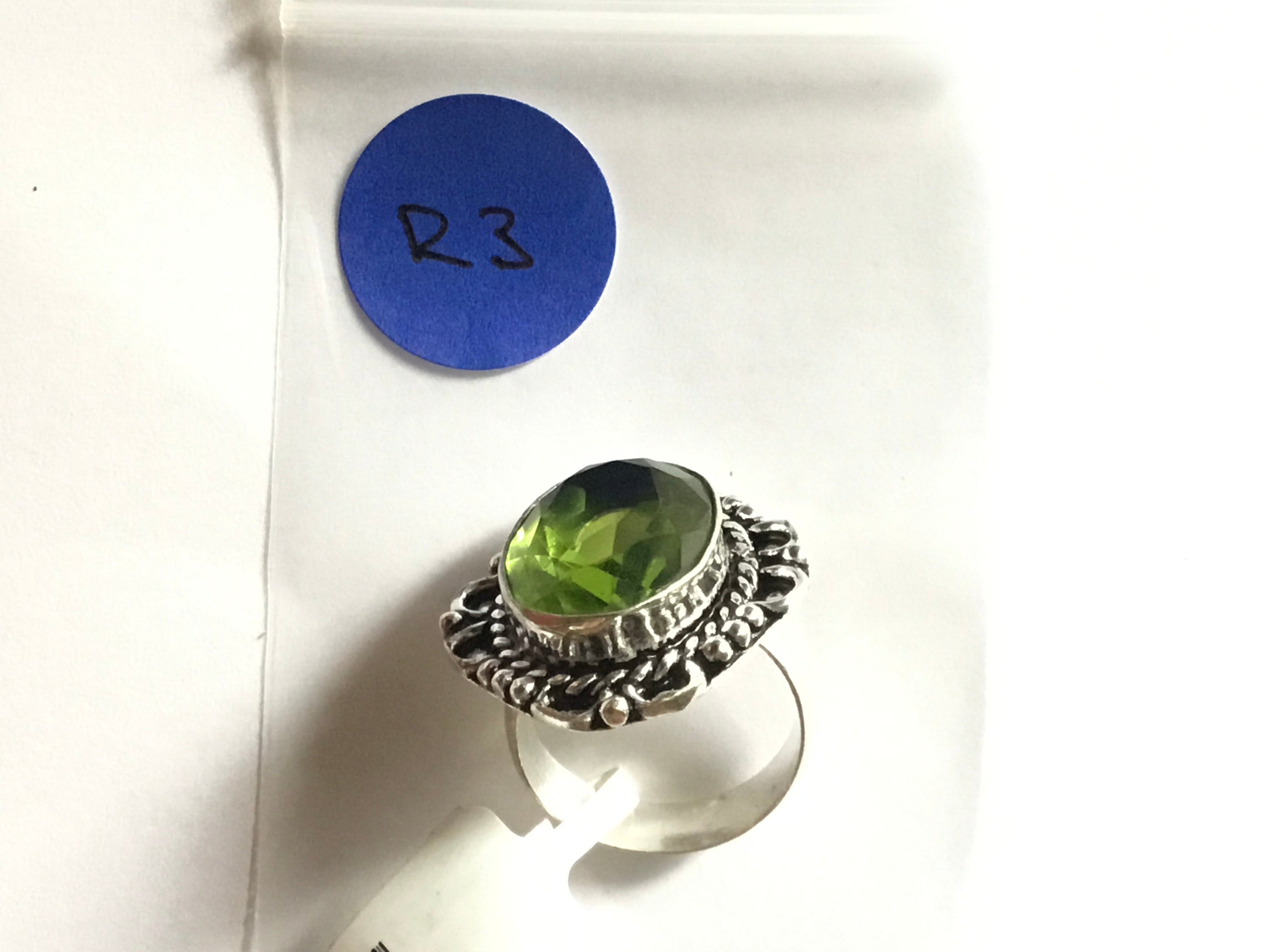 Green Amethyst Ring | German Silver | size: 8