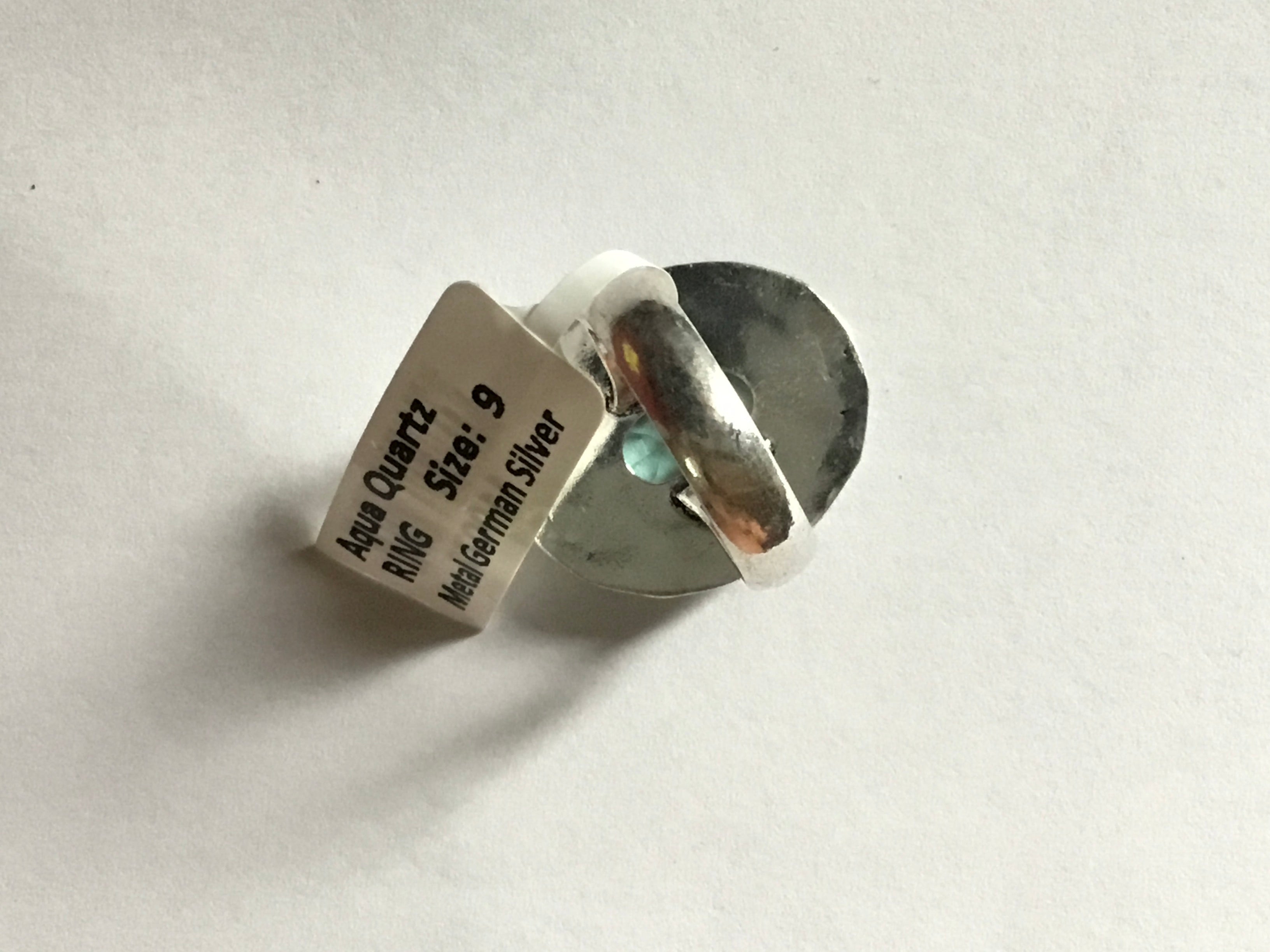 Aqua Quartz Ring | German Silver | size 8