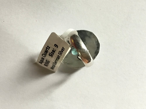 Aqua Quartz Ring | German Silver | size 8