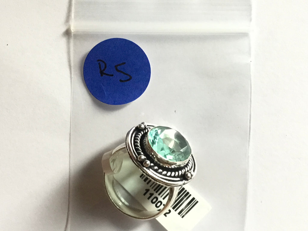 Aqua Quartz Ring | German Silver | size 8