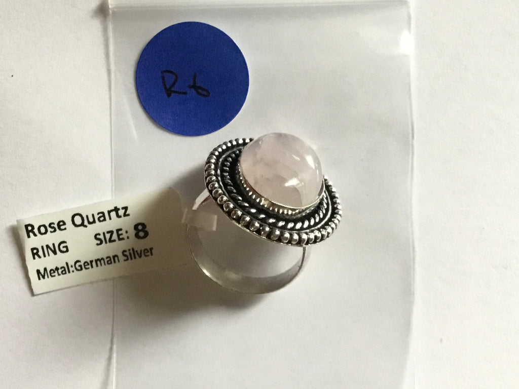 Rose Quartz Ring | German Silver | size 8