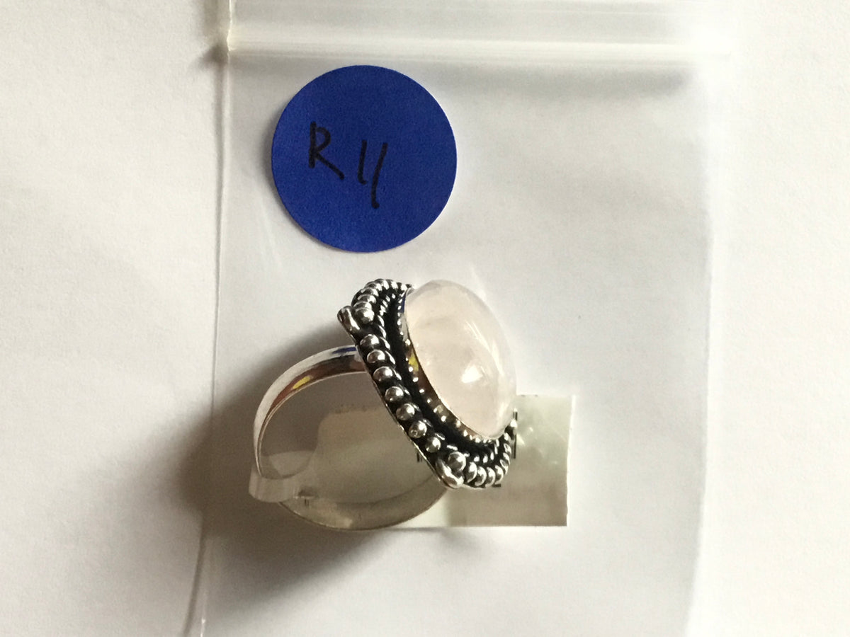 Rose Quartz Ring | German Silver | Size 9
