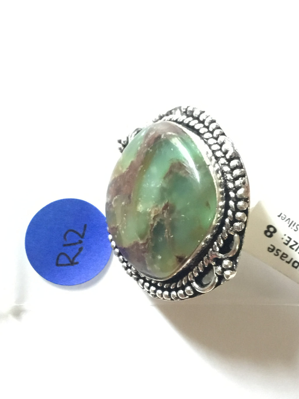 Chrysoprase Ring | German Silver | Size 8