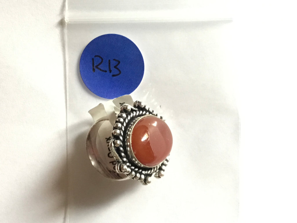 Red Onyx Ring | German Silver | Size 6 | Design A