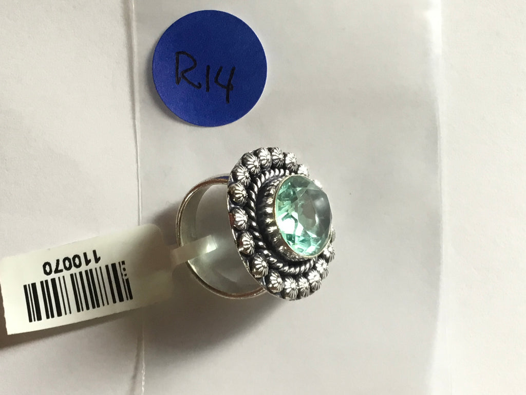 Aqua Quartz Ring | German Silver | Size 7
