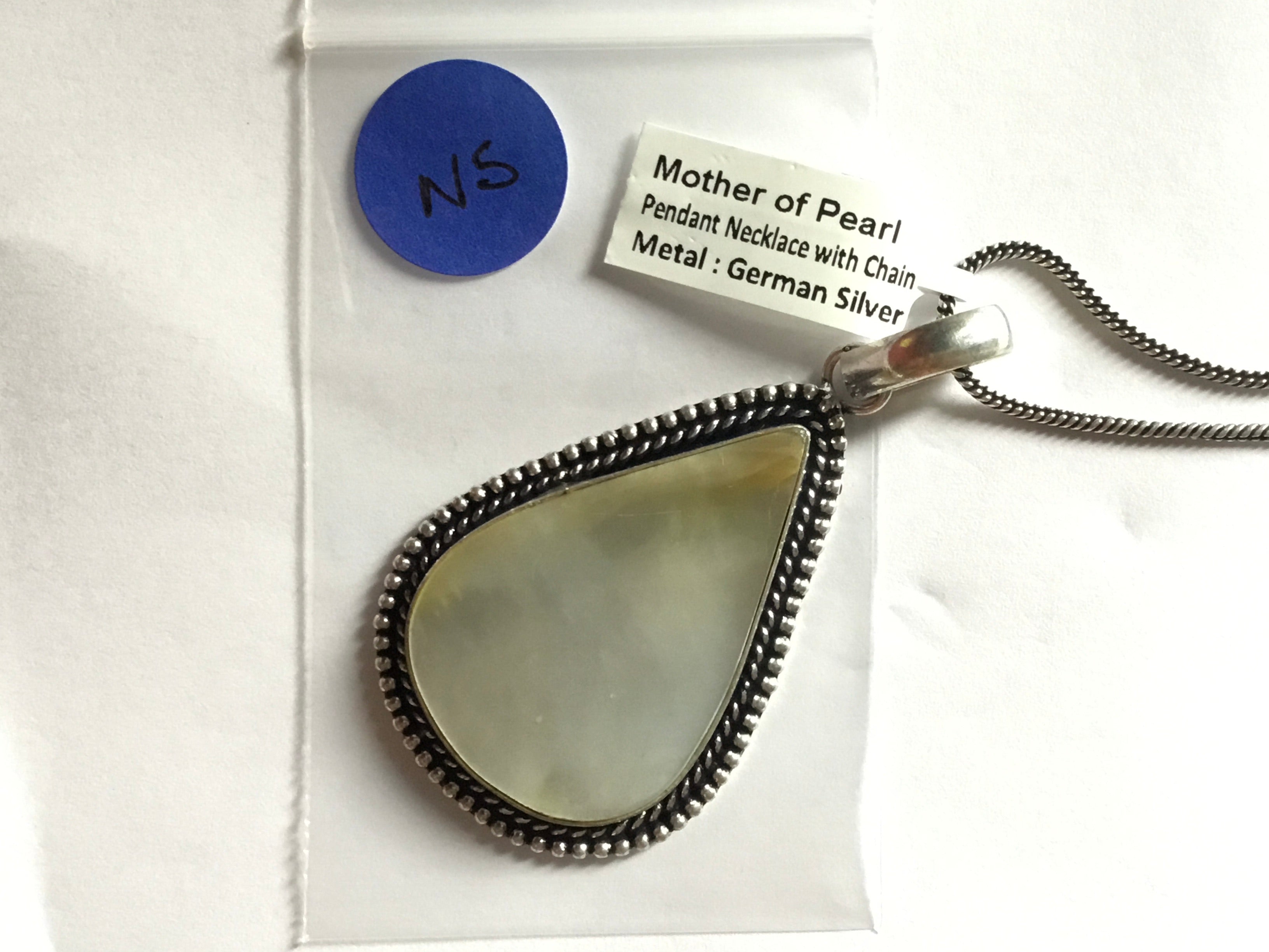 Mother of Pearl Pendant with Chain | German Silver