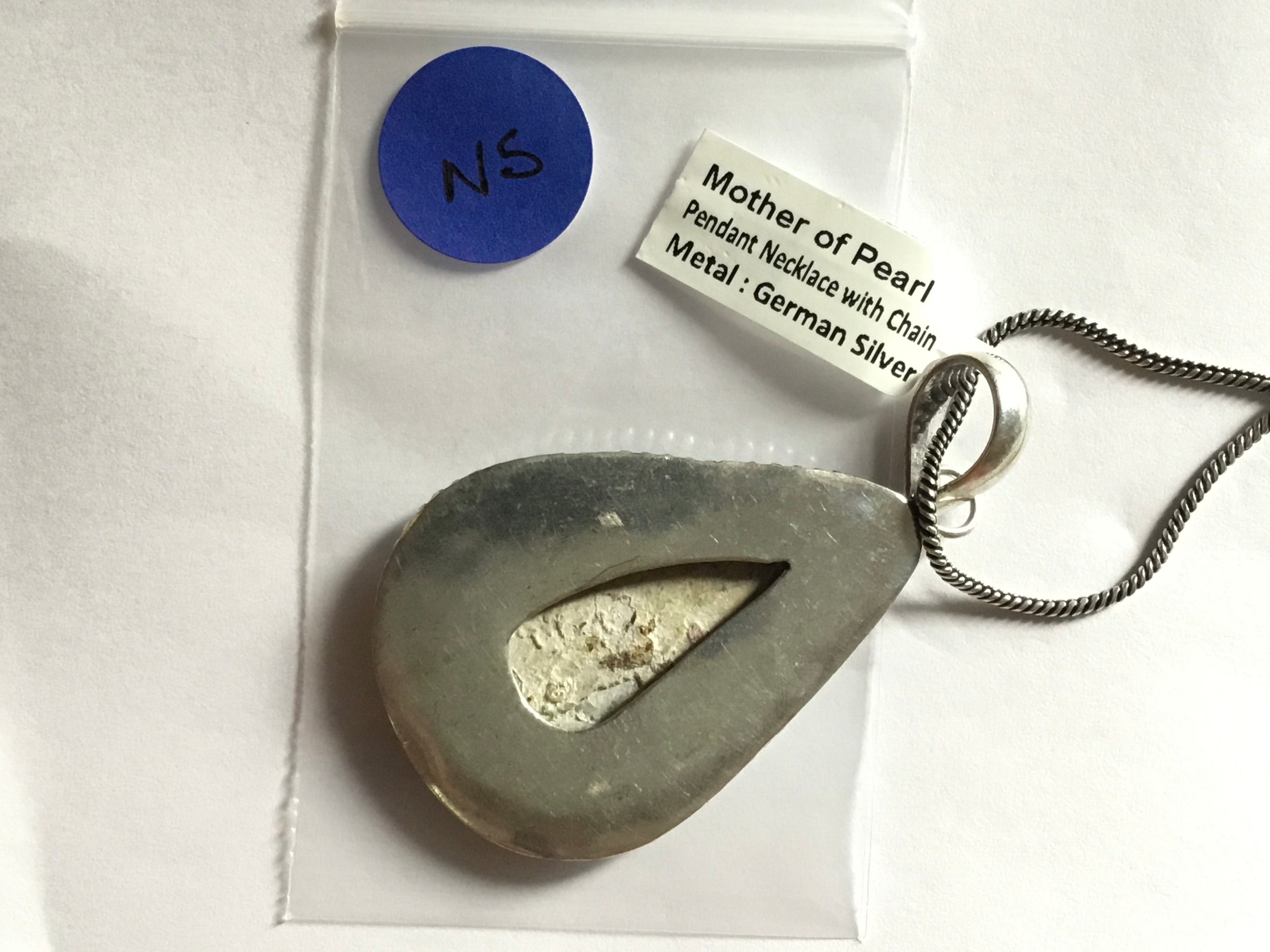 Mother of Pearl Pendant with Chain | German Silver