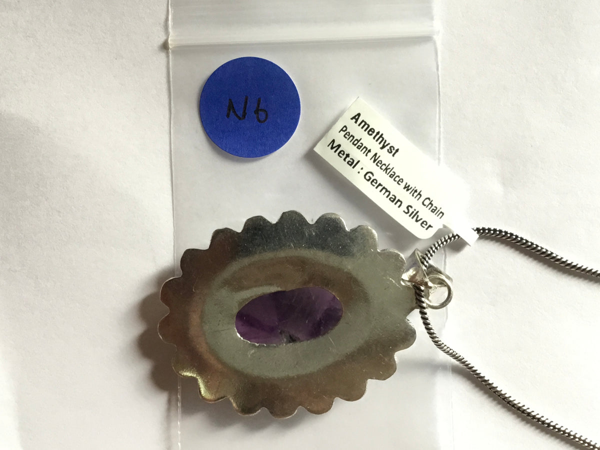 Amethyst Pendant with Chain | German Silver
