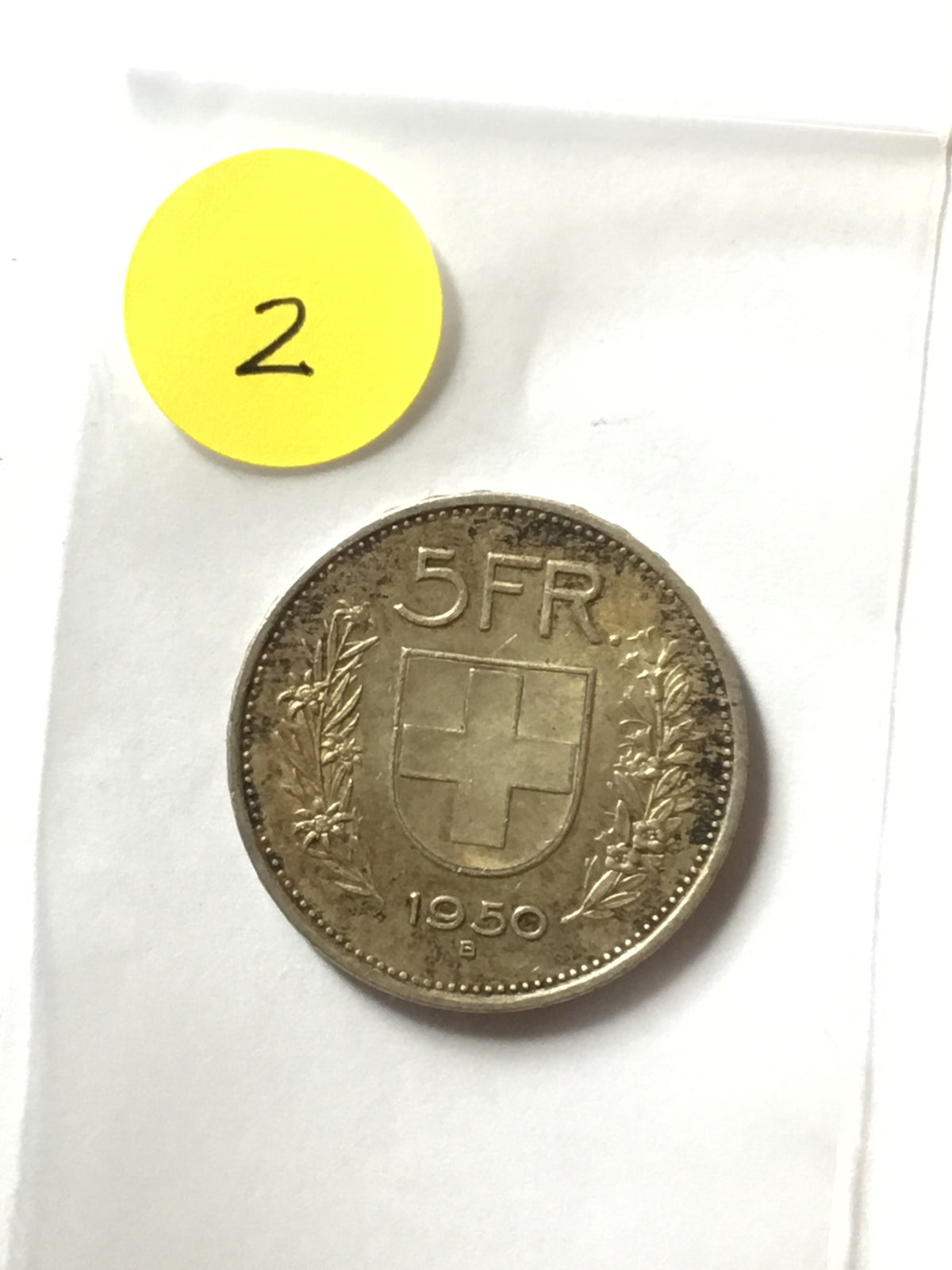 1950-B Switzerland 5 Francs Silver Coin | Helvetia