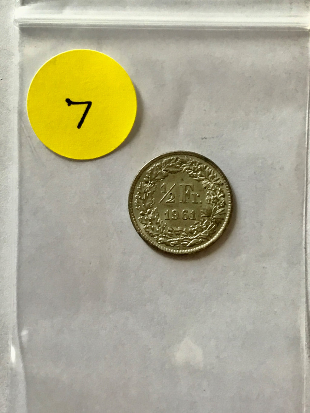 1961-B Switzerland half franc reverse