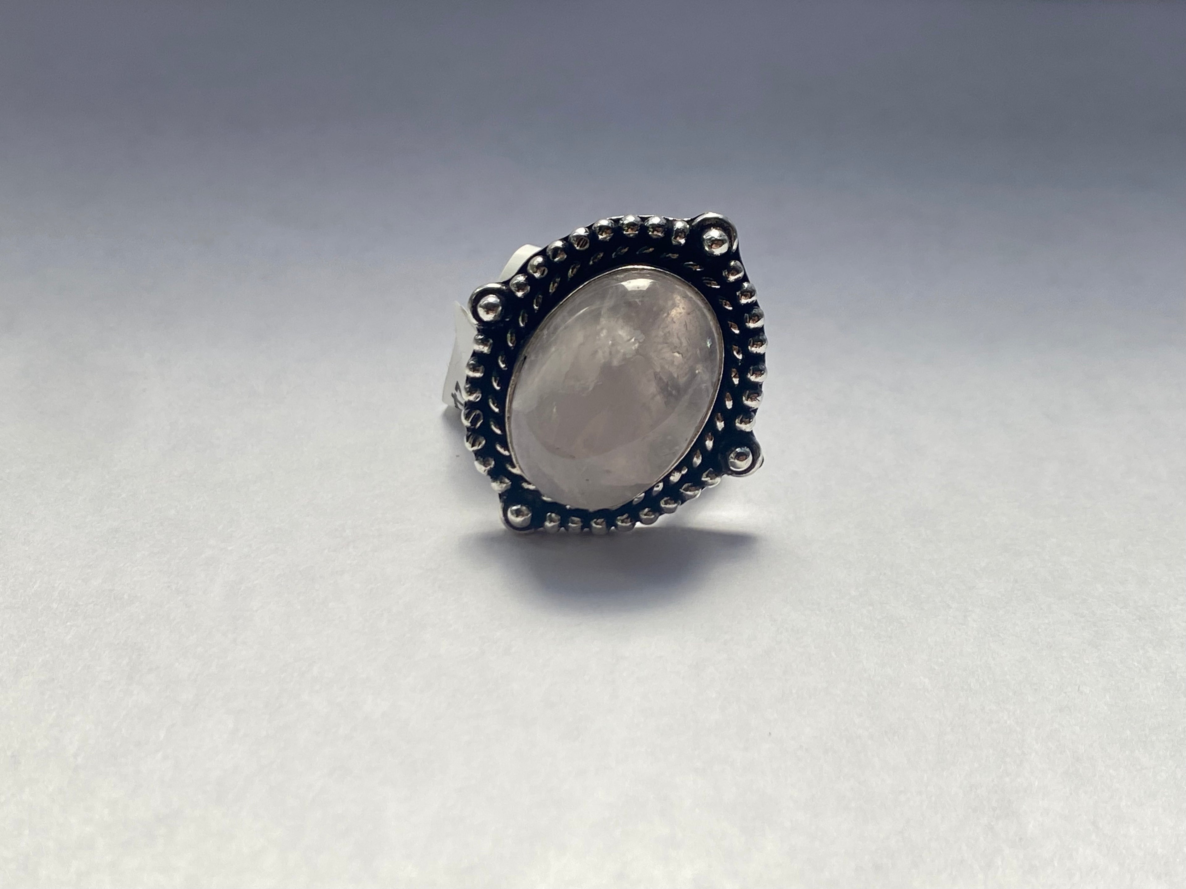 Rose Quarts Ring | German Silver | size 9