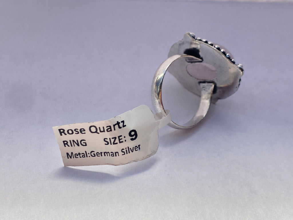 Rose Quarts Ring | German Silver | size 9