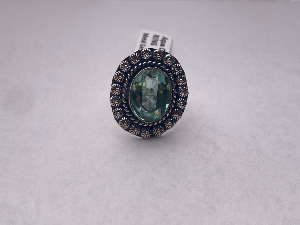 Aqua Quartz Ring | Germen Silver | size 7