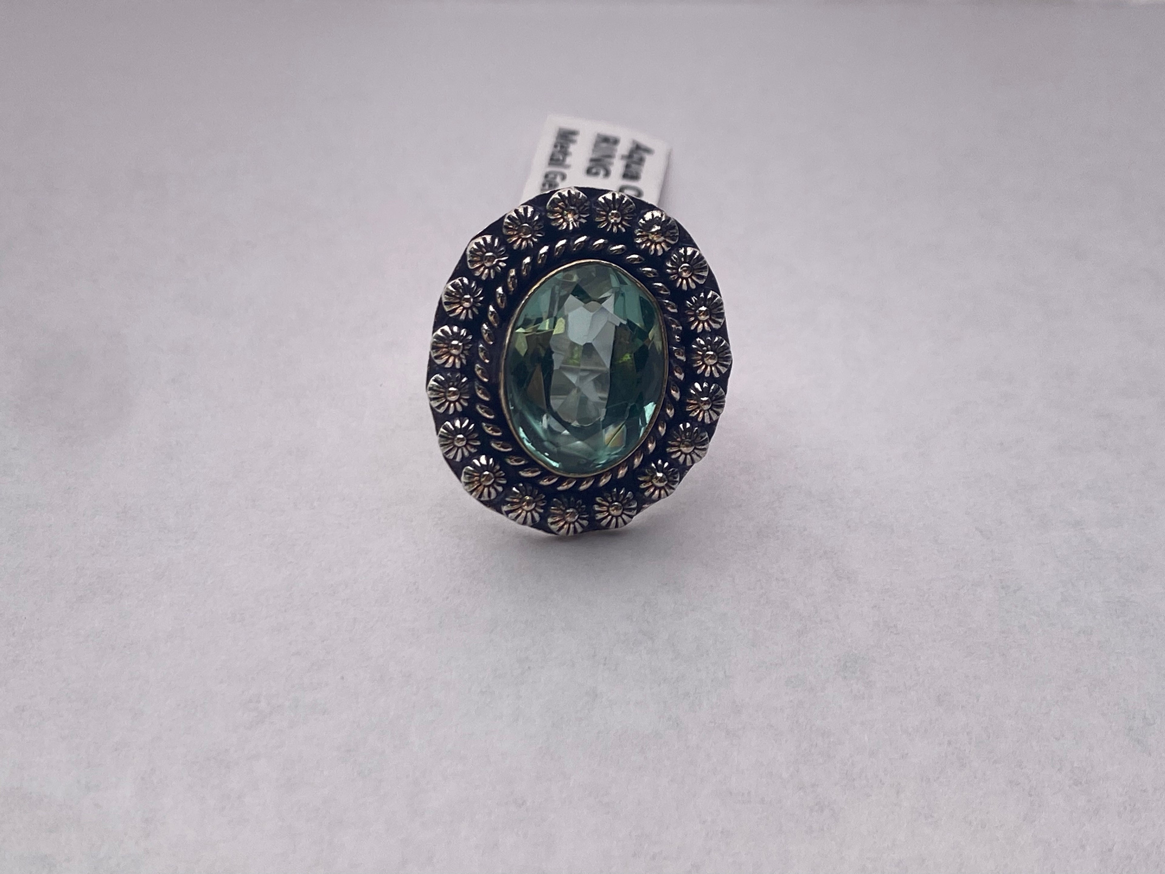 Aqua Quartz Ring | Germen Silver | size 7