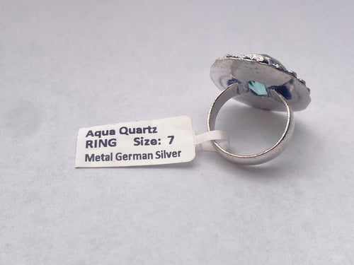 Aqua Quartz Ring | Germen Silver | size 7