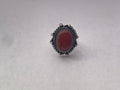 Red Onyx Ring | German Silver | size 6