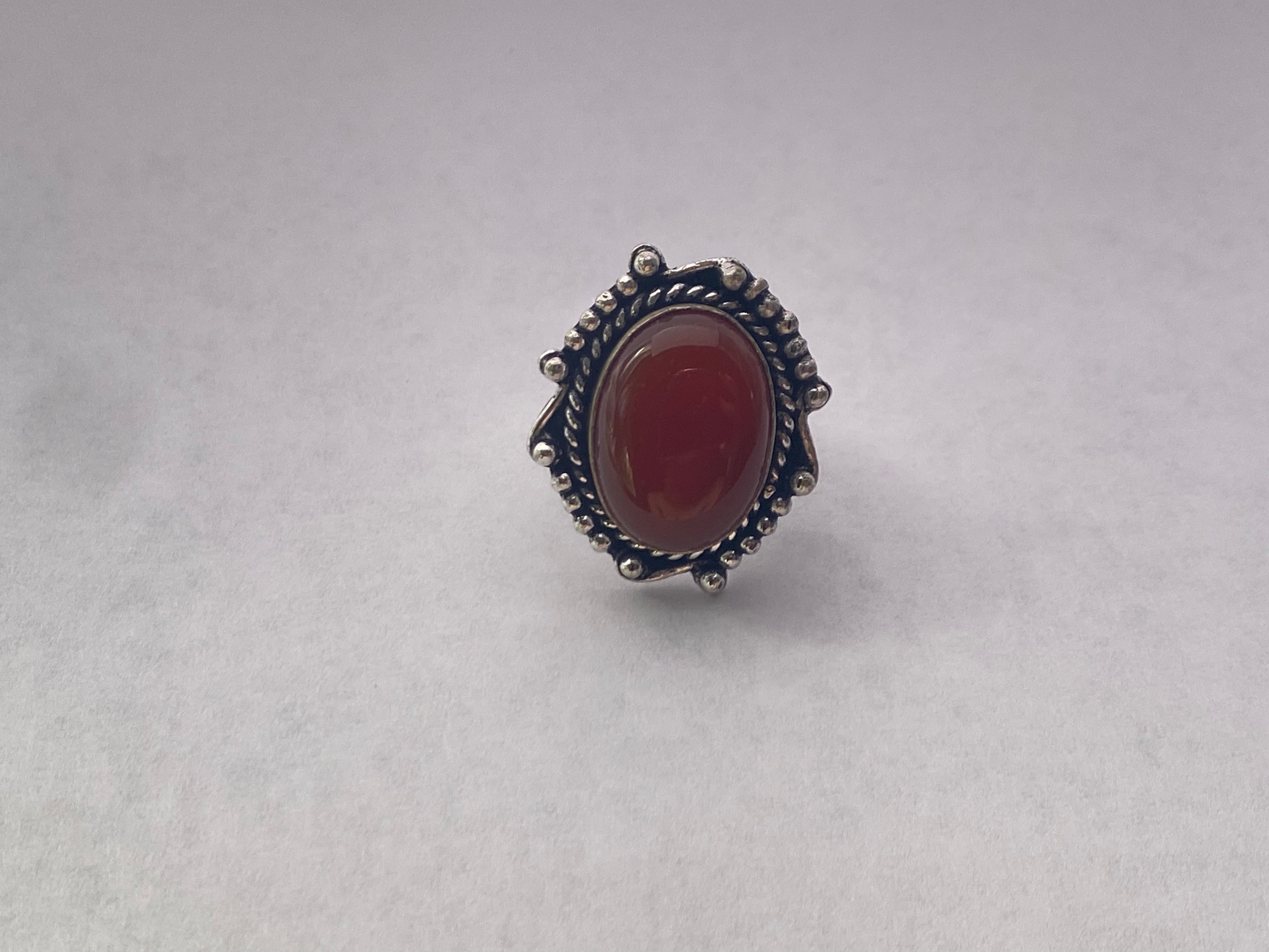 Red Onyx Ring | German Silver | size 6