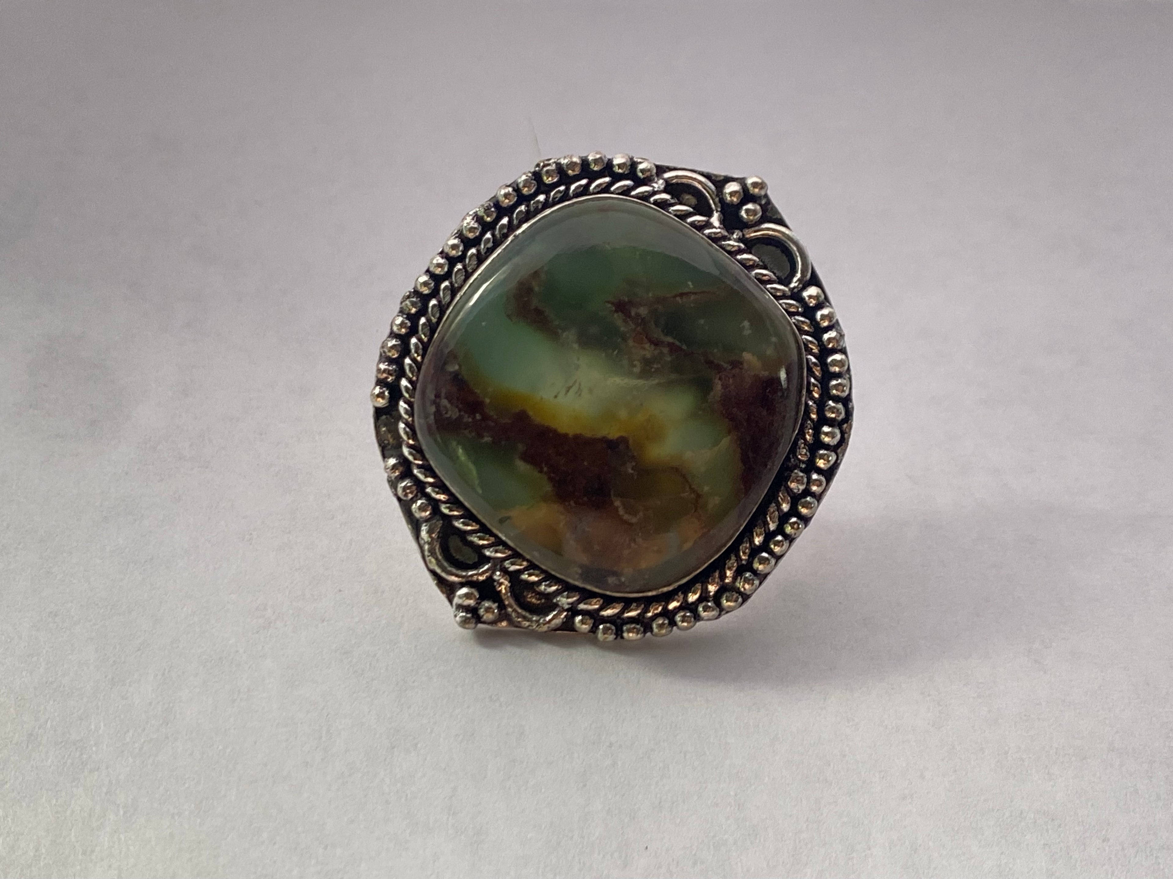 Chrysoprase Ring | German Silver | size 8