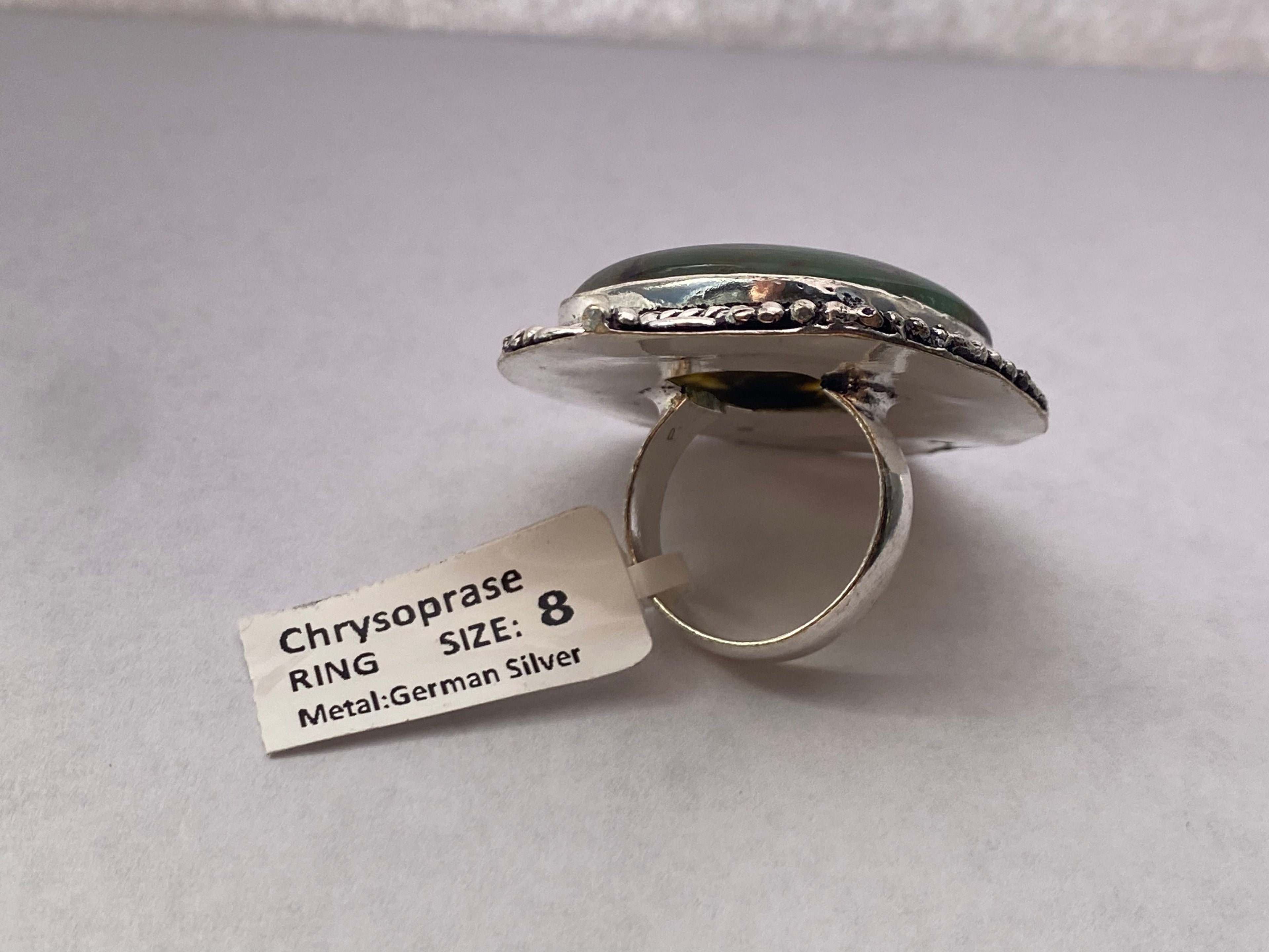 Chrysoprase Ring | German Silver | size 8