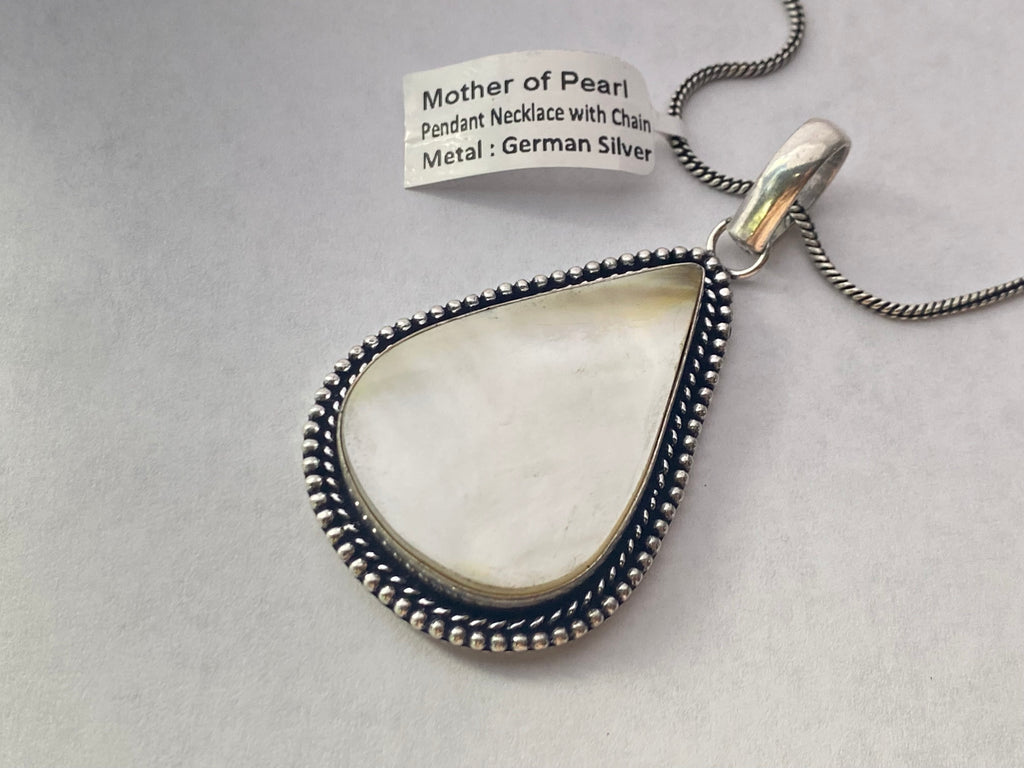 Mother of Pearl Pendant with Chain | German Silver