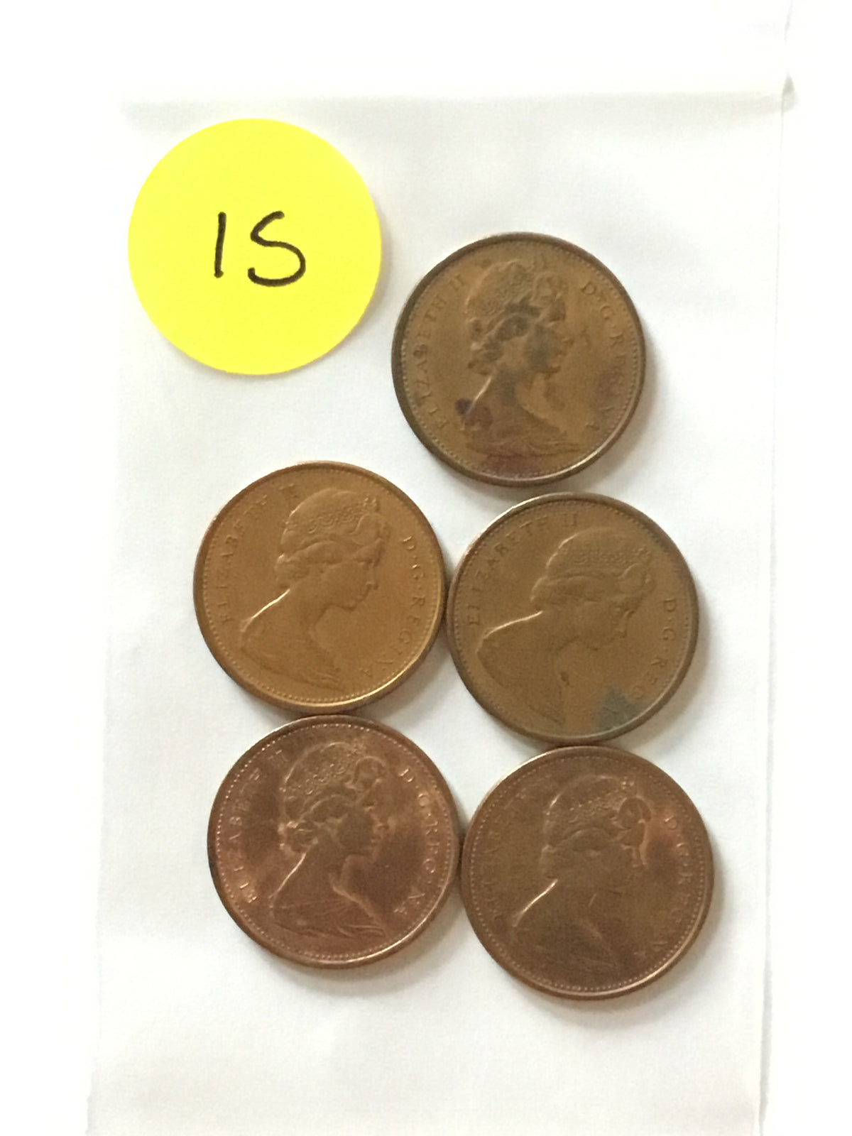 Five 1967 Canada Centennial dove cents, reverse, LVC-015 Lot C